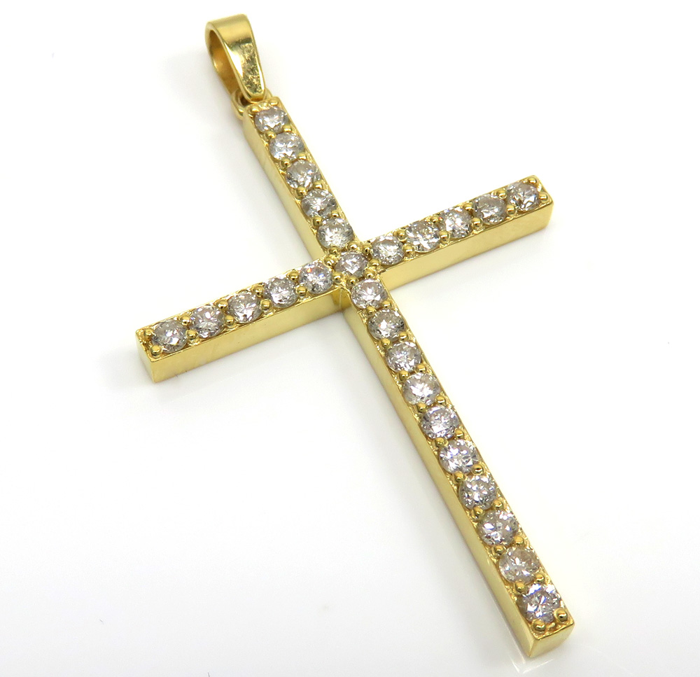 14k yellow gold 26 diamond prong cross 1.10ct