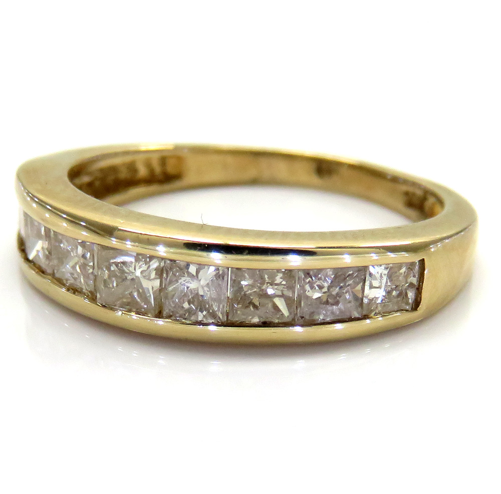 10k yellow gold princess diamond wedding band ring 1.00ct