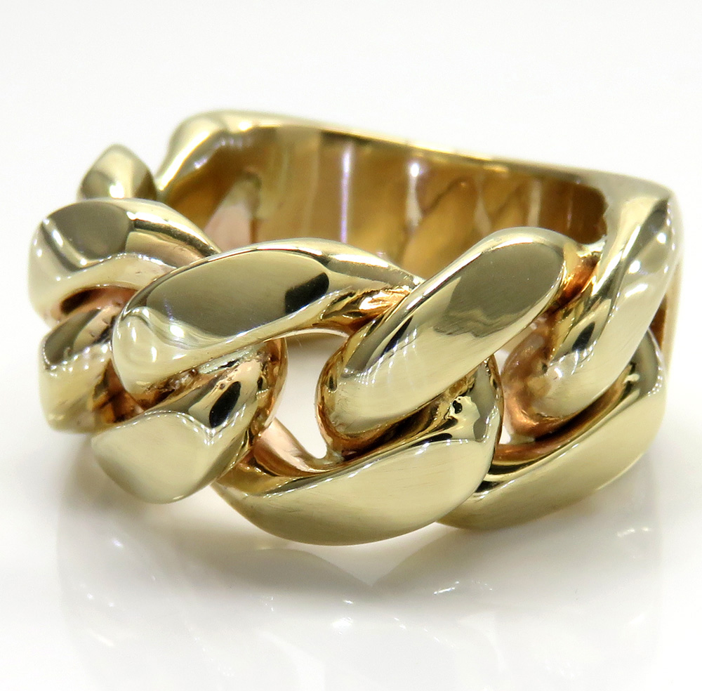 10k yellow gold 12mm solid miami cuban link ring 