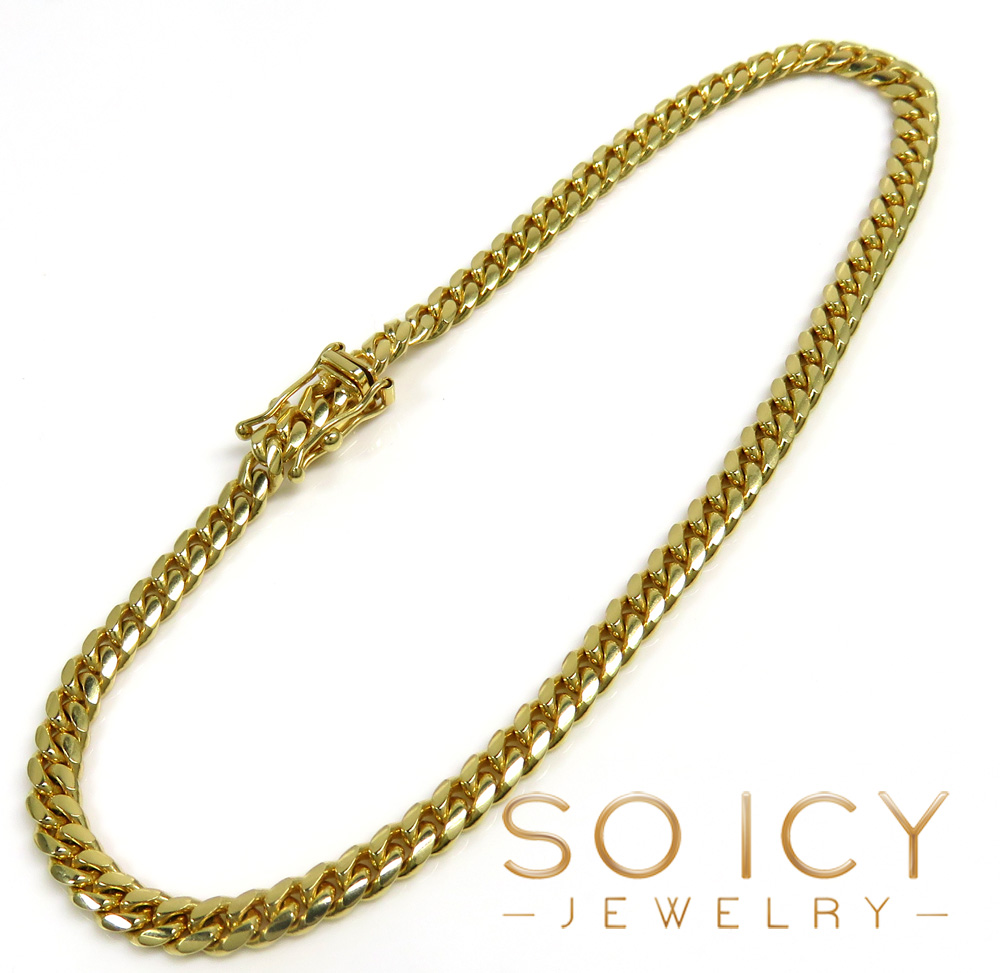 10k Yellow Gold Solid Miami Cuban Bracelet Inch 4mm