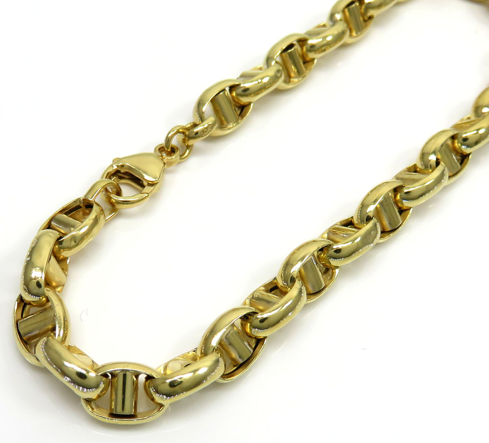 10k yellow gold hollow 3d mariner bracelet 8.75 inches 6.70mm