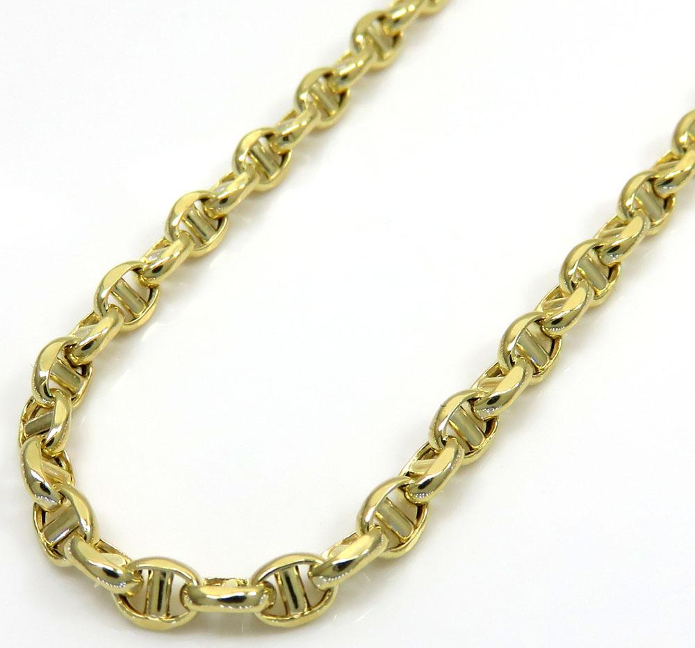 10k yellow gold skinny hollow puffed mariner chain 18-24 inch 3.00mm 