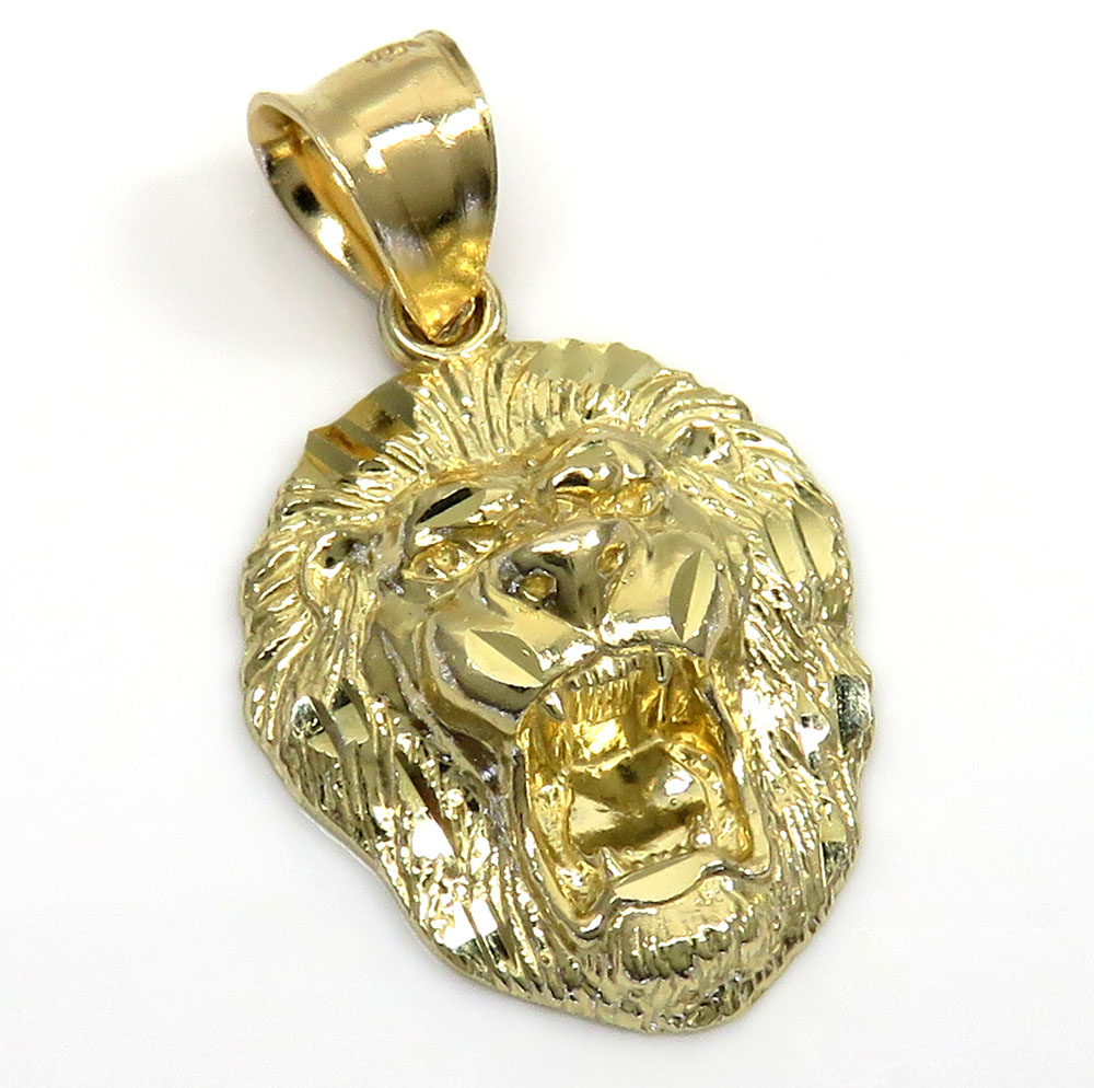 14k yellow gold mini 3d lion head pendant