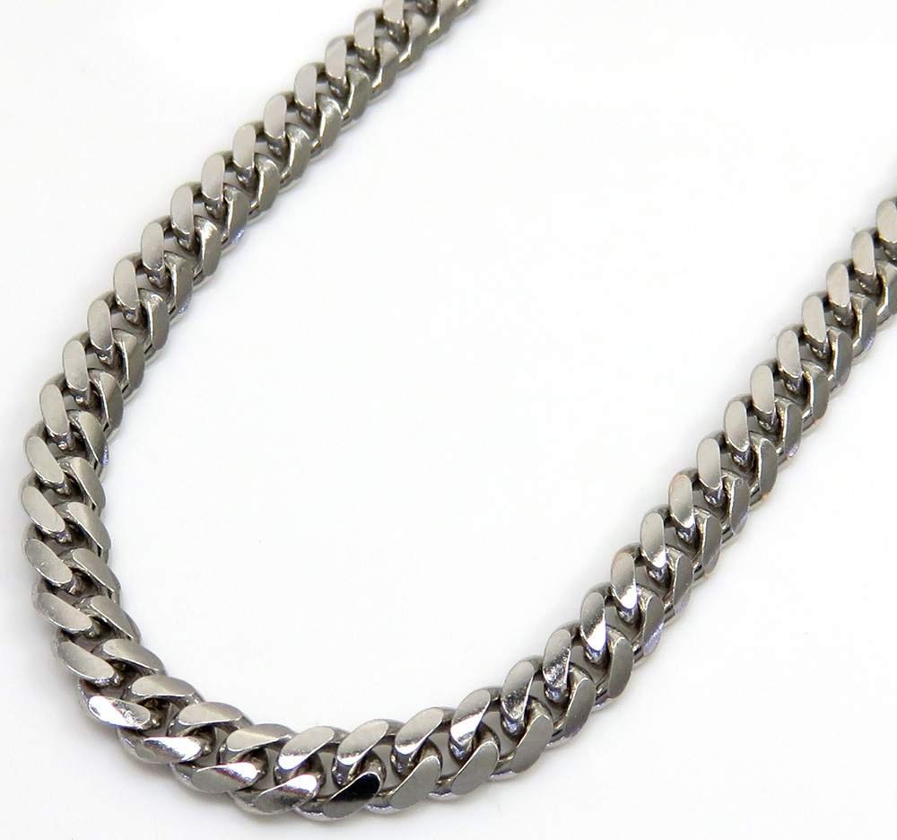10k white gold solid miami chain 22-26 inch 3.50mm