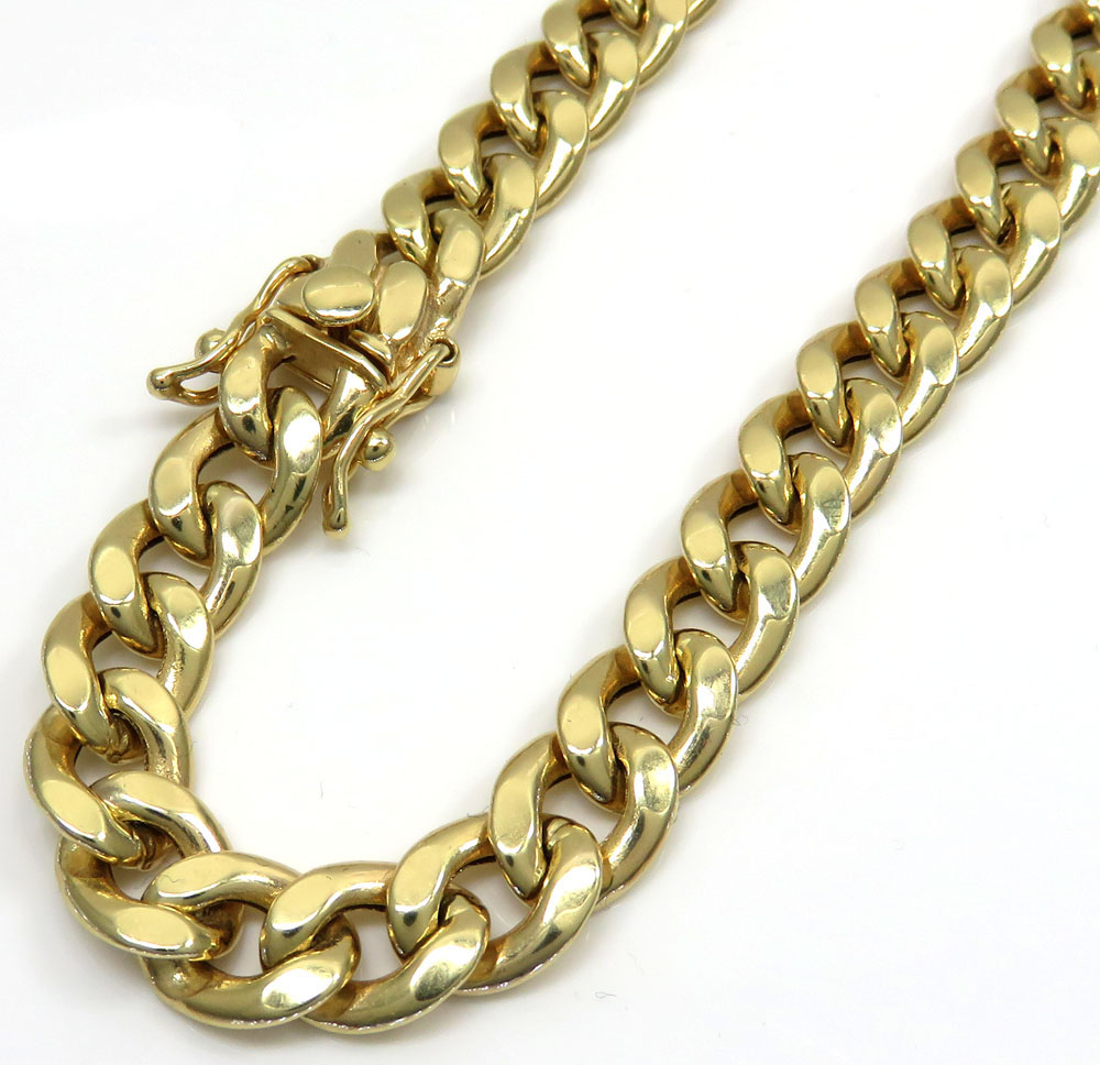 10k yellow gold medium hollow puffed miami bracelet 9 inch 8.20mm