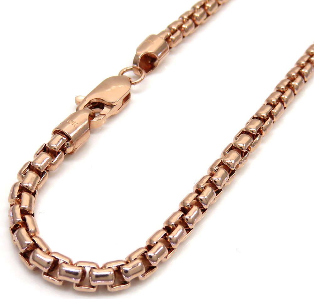 10k rose gold hollow box link chain 24-30 inch 3.5mm