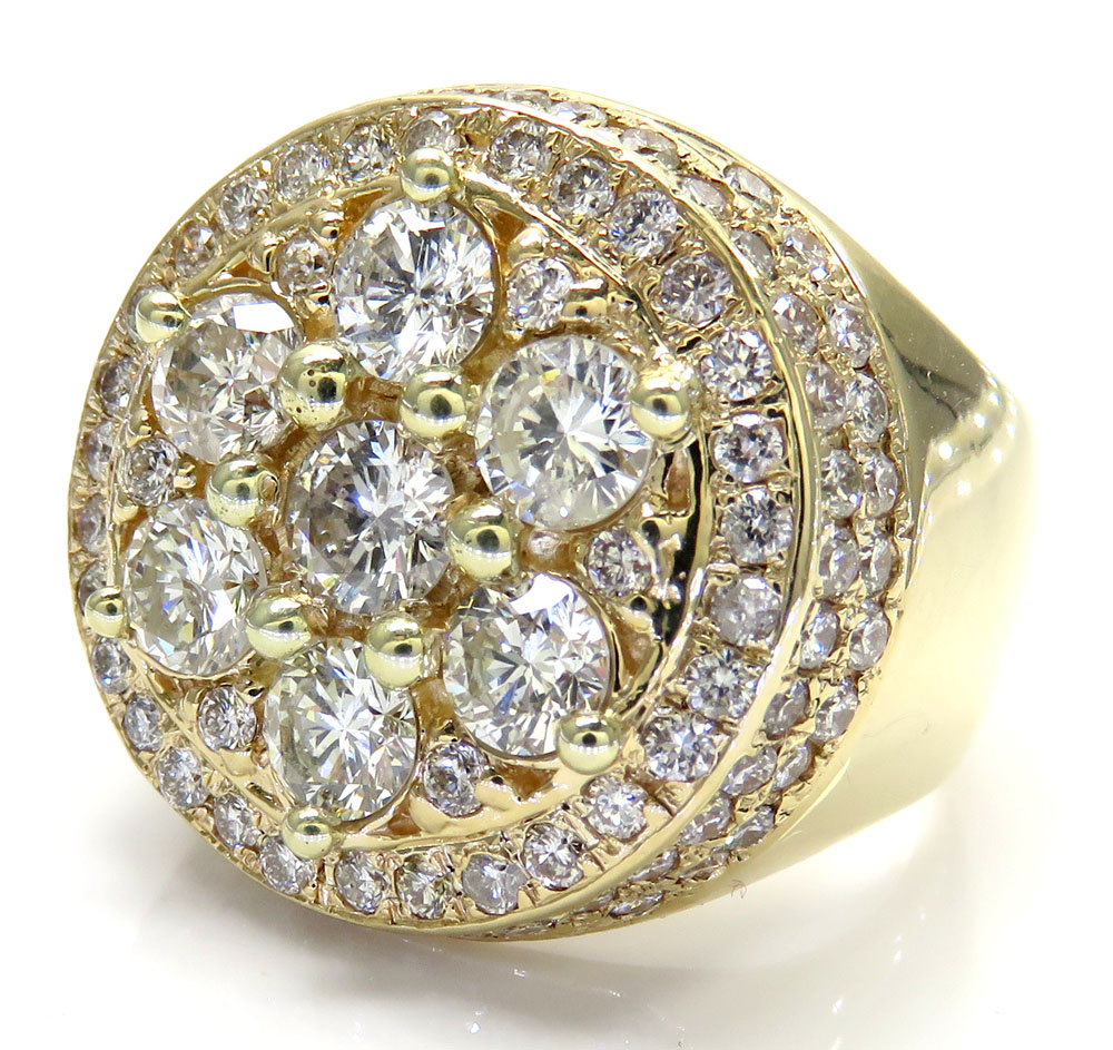 14k yellow gold cluster round diamond ring 4.50ct