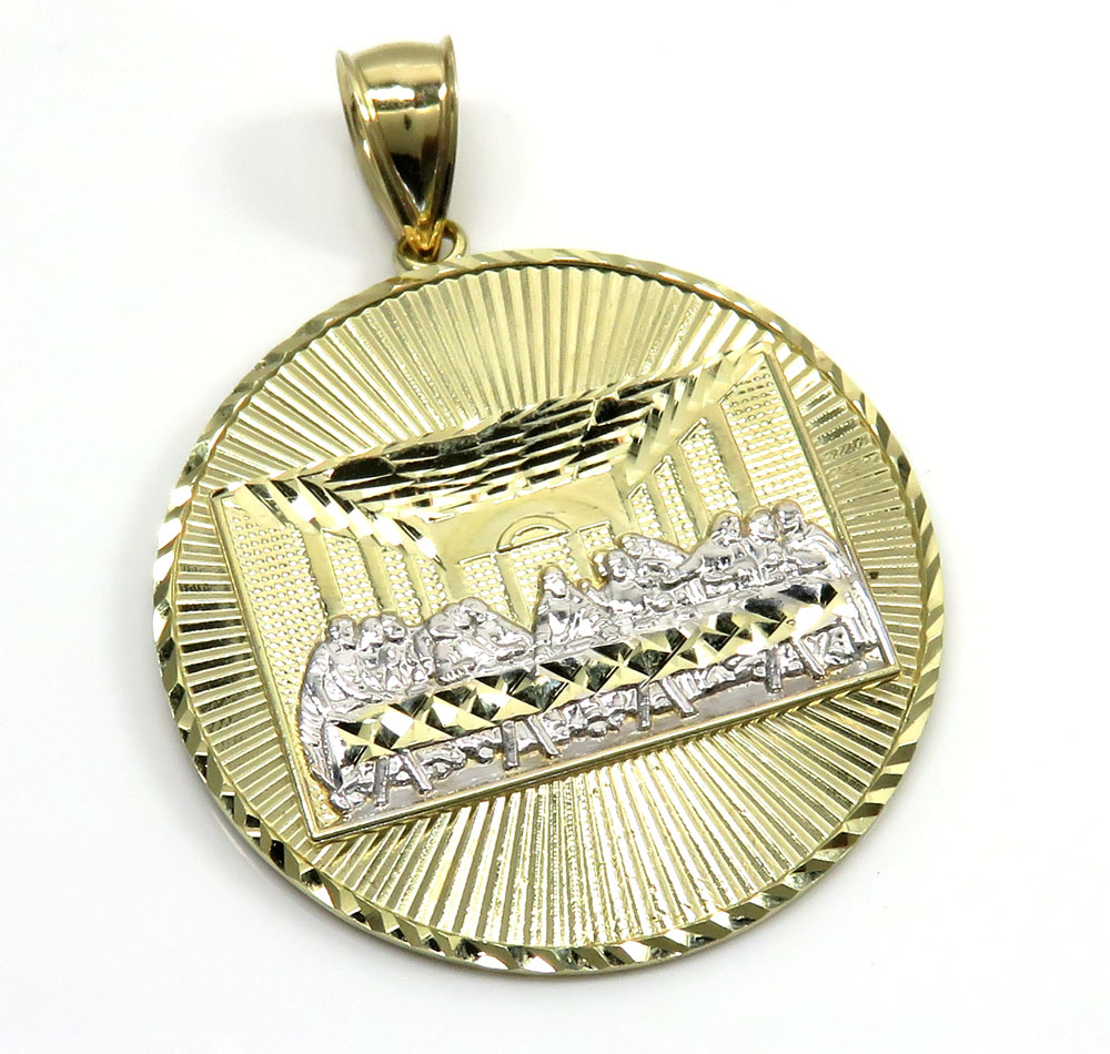 10k Yellow Gold Two Tone Medium Jesus Apostles Last Supper Pendant