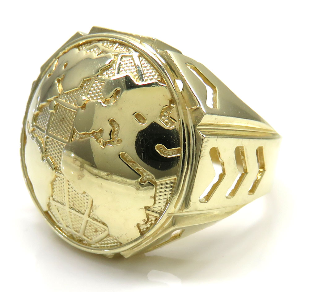 10k yellow gold arrow large world ring 
