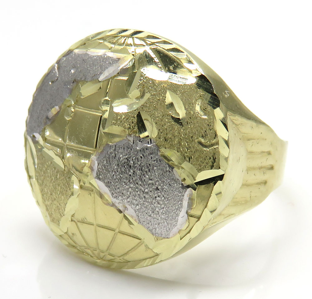 10k two tone gold world ring 