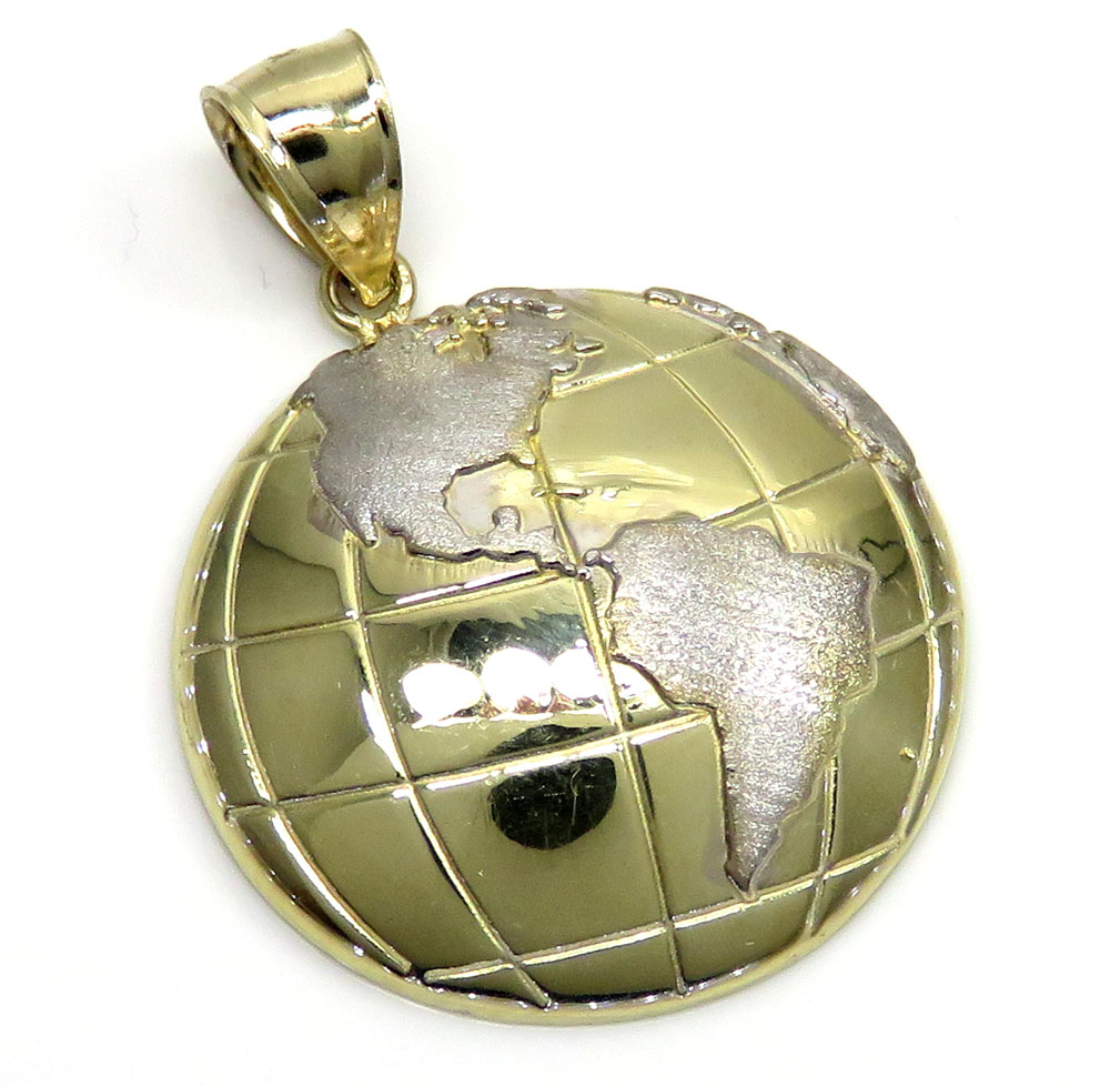 10k two tone gold small world pendant 
