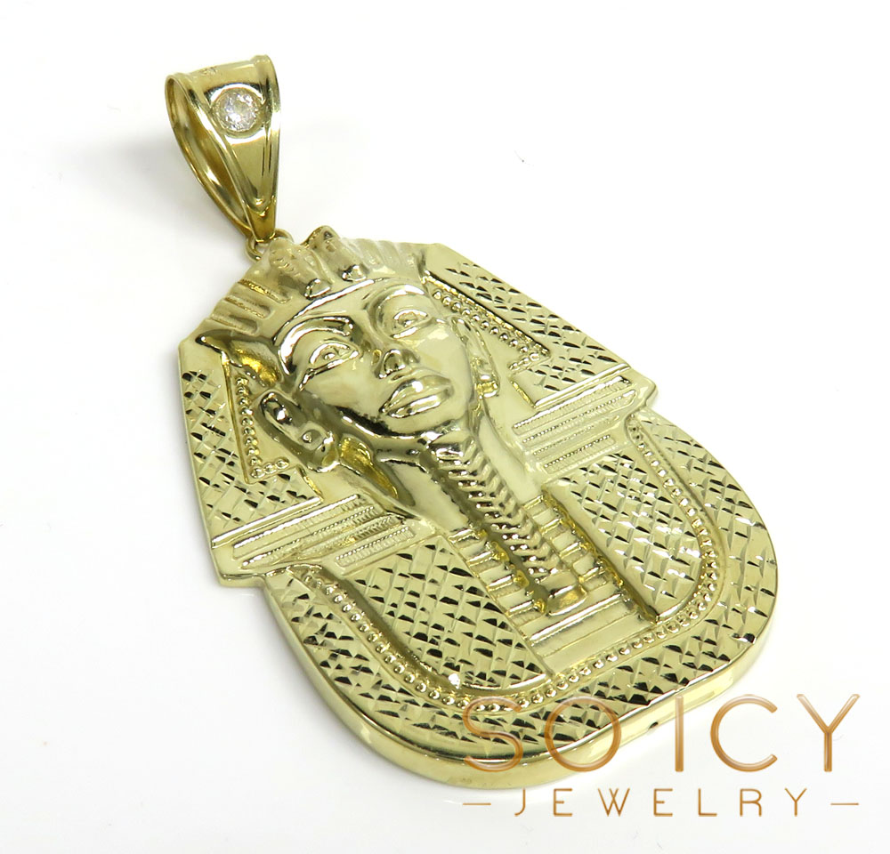 10k yellow gold large king tut pharaoh head pendant