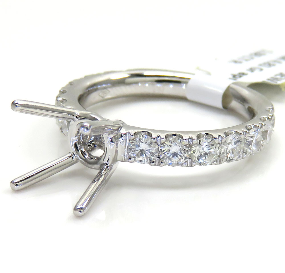 18k white gold round diamond semi mount ring 1.08ct