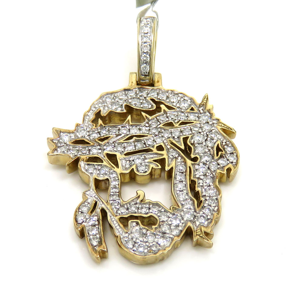 10k yellow gold diamond stencil medium jesus piece 0.79ct