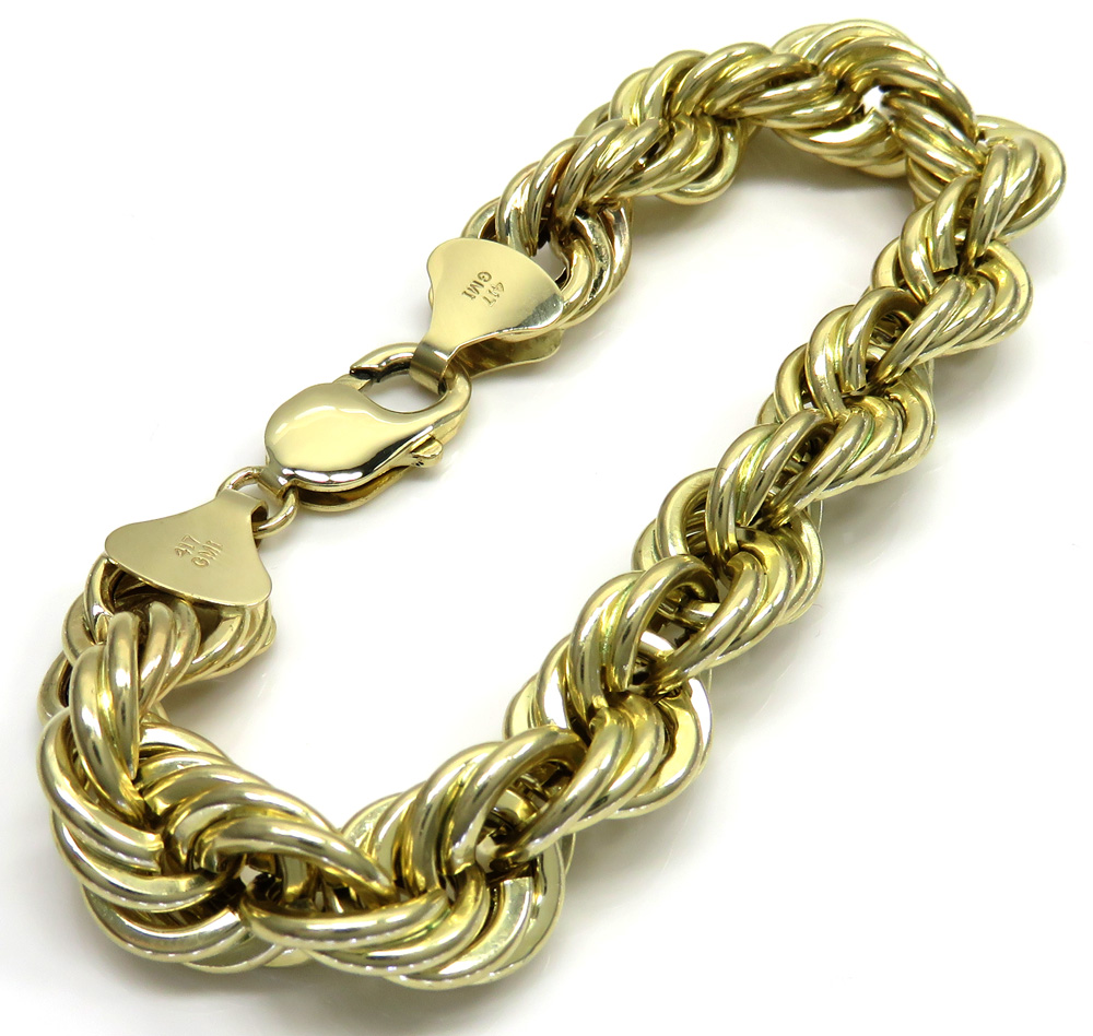 10k yellow gold hollow smooth xl rope bracelet 9