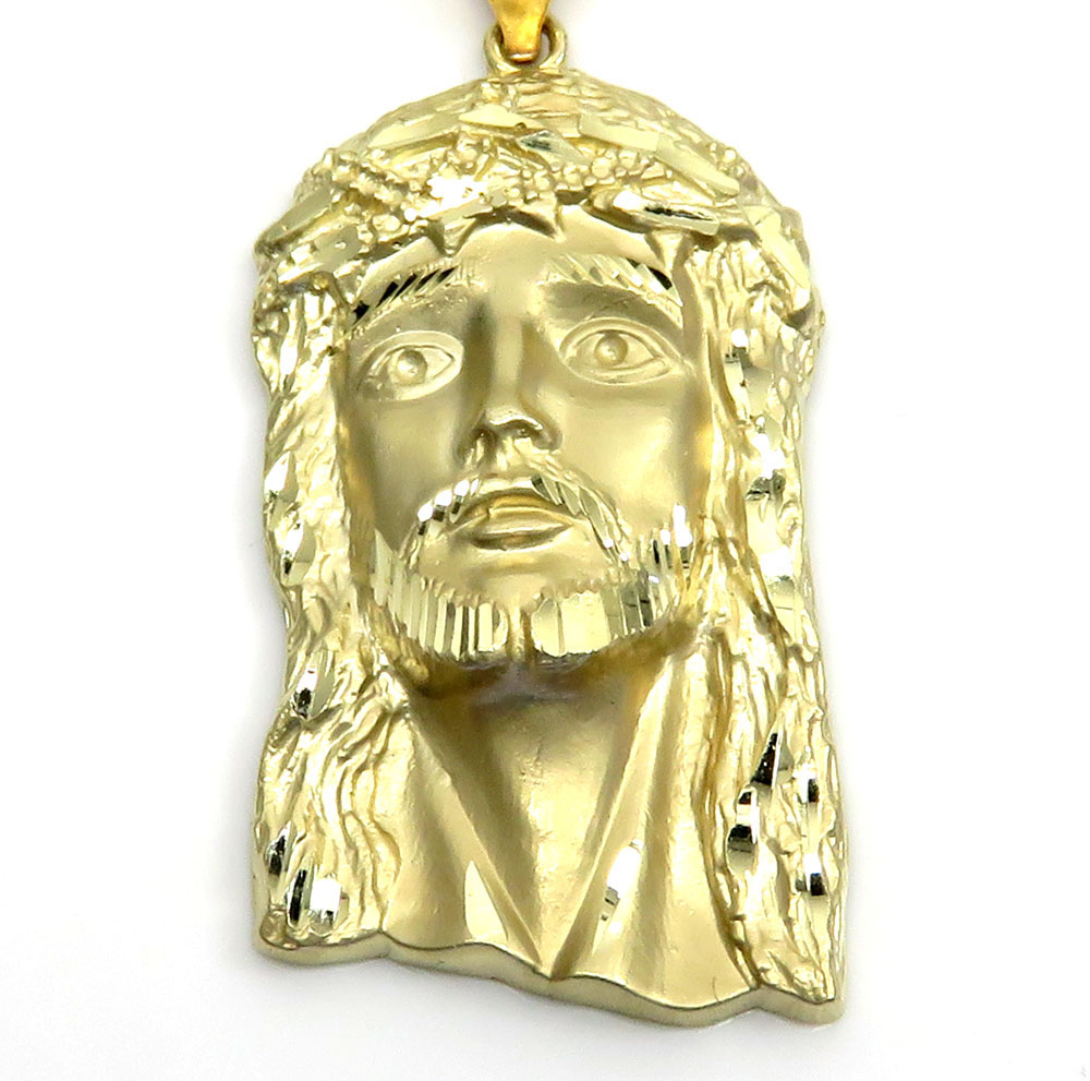 10k yellow gold medium classic jesus face pendant 