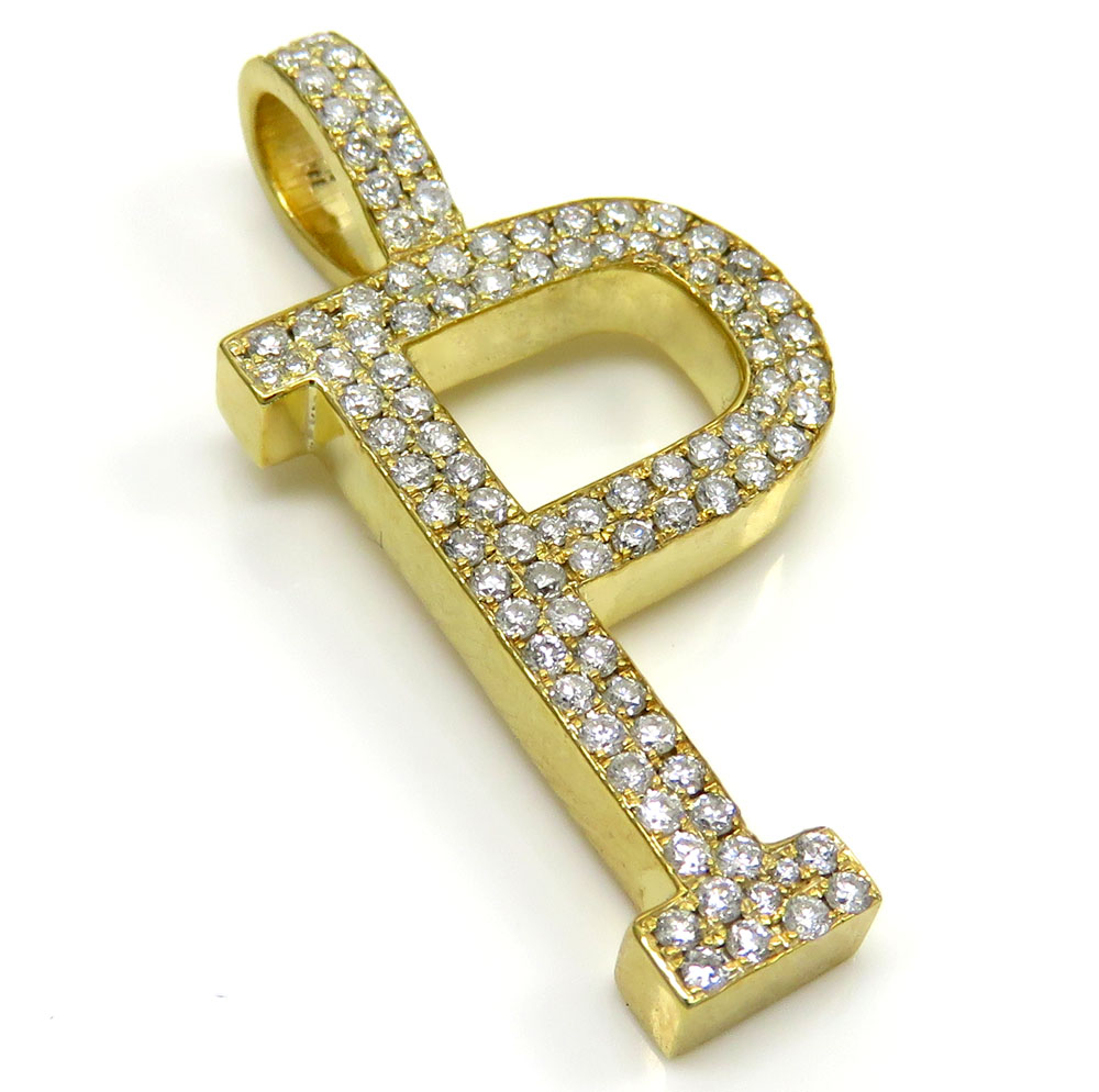 10k yellow gold diamond custom made initial pendant 0.50ct 
