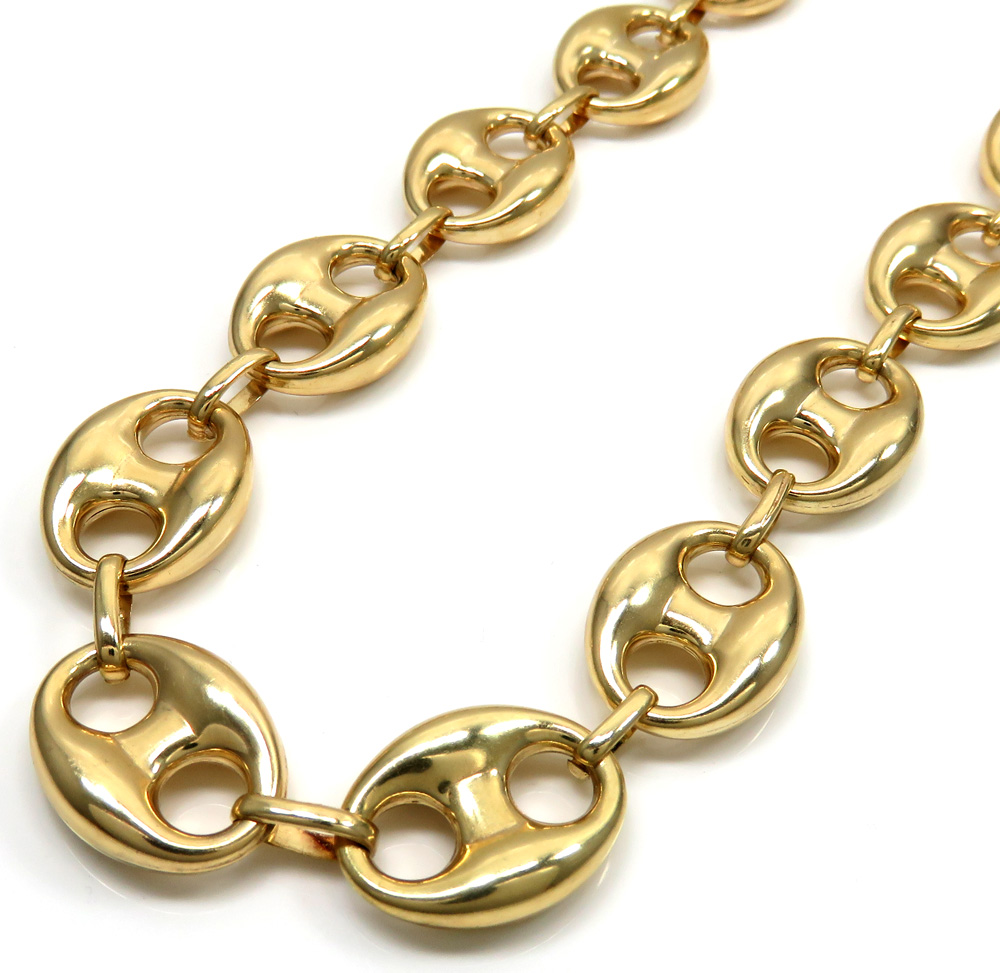 10k yellow gold hollow gucci link chain 24 inch 16.50mm