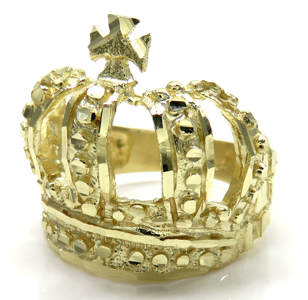 10k yellow gold nugget kings crown ring 