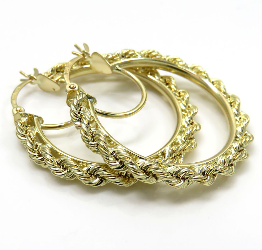 Ladies 10k yellow gold 3mm rope hoops 