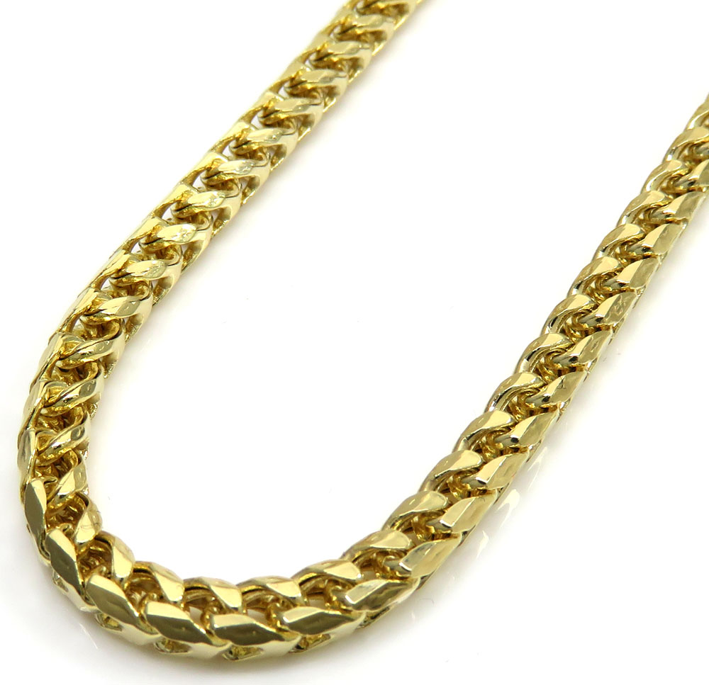 10k yellow gold tight hollow franco link chain 24 inch 3.2mm