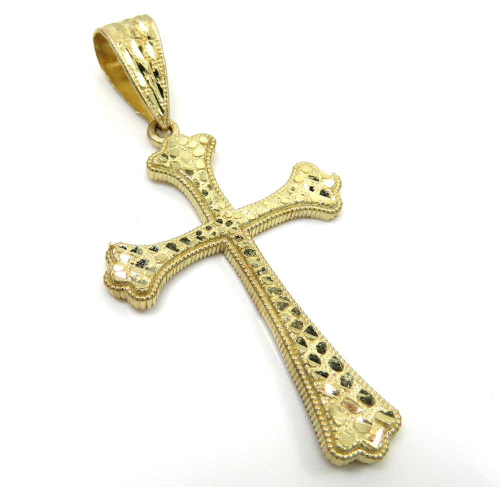10k yellow gold medium nugget bishop cross