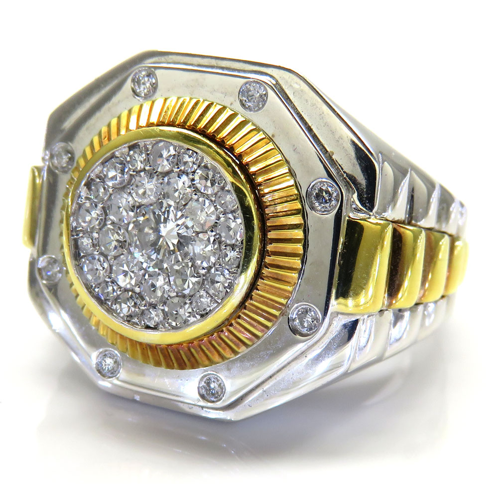 10k two tone diamond gold presidential style ring 0.71ct