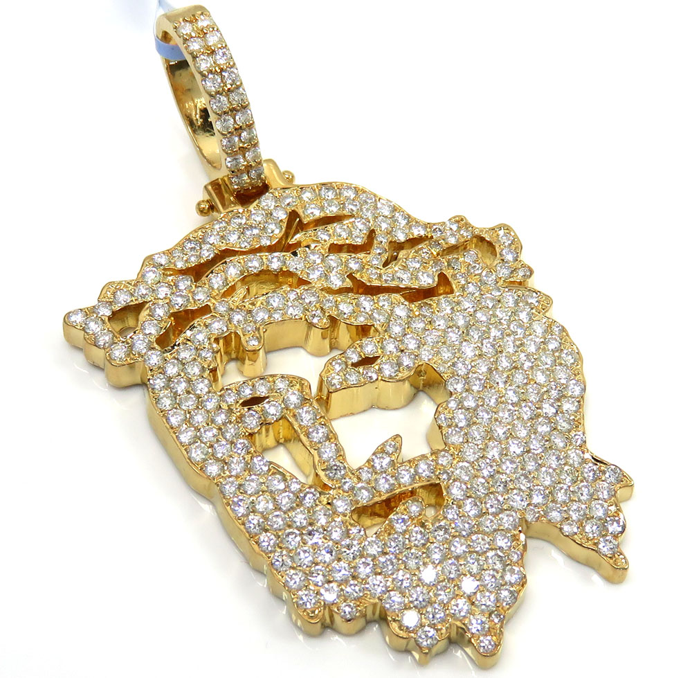 14k yellow gold diamond stencil extra large jesus piece 4.76ct