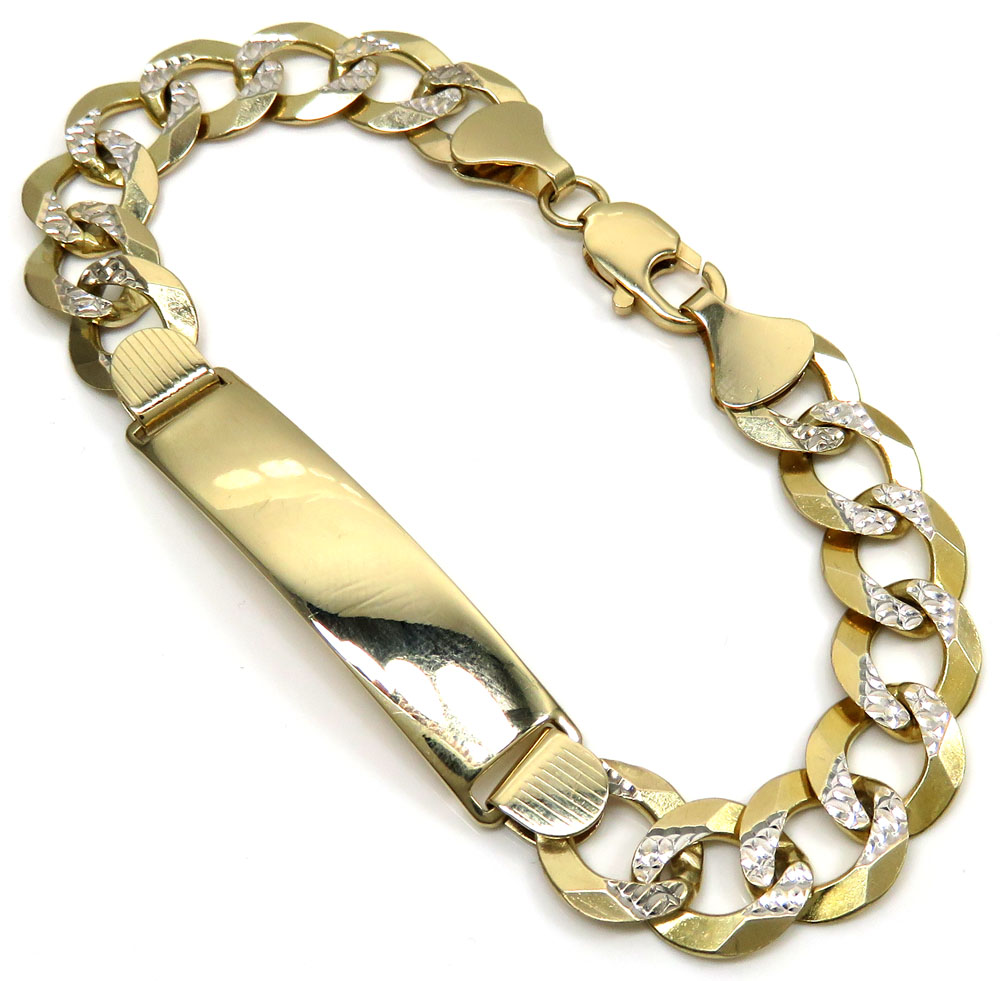 Diamond Cuban Link Bracelet 10mm in Yellow Gold - 7 Inches - Gold Presidents