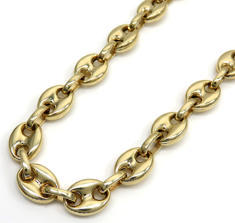 14k yellow gold gucci puff link chain 24 inches 8.00mm