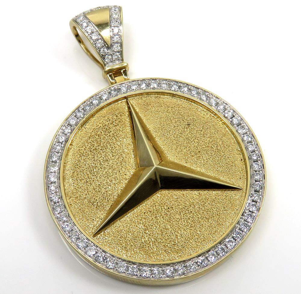 10k yellow gold large diamond star medallion pendant 2.02ct