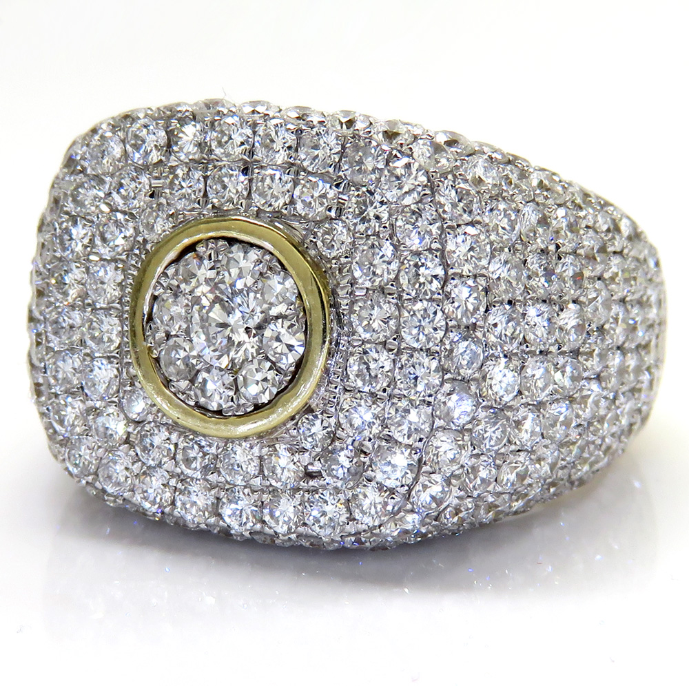 10k yellow gold dome shaped cluster round diamond fashion ring 4.91ct