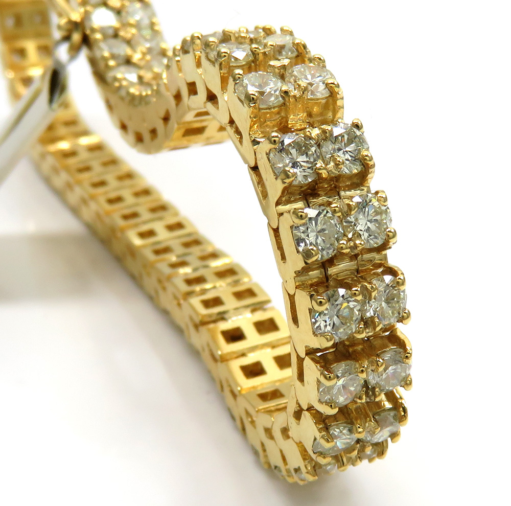 10k yellow gold 2 row diamond tennis bracelet 8 inch 14.23ct