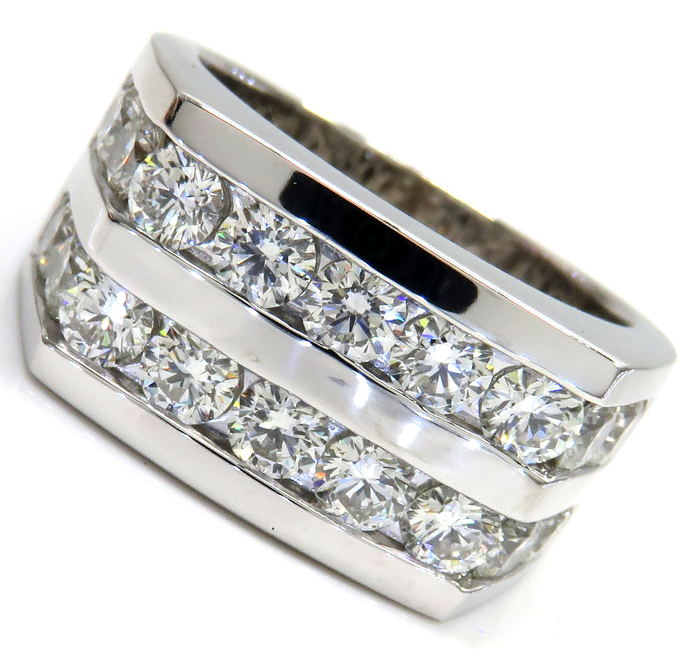 14k white gold 2 row 20 pointer diamond wedding band ring 3.70ct