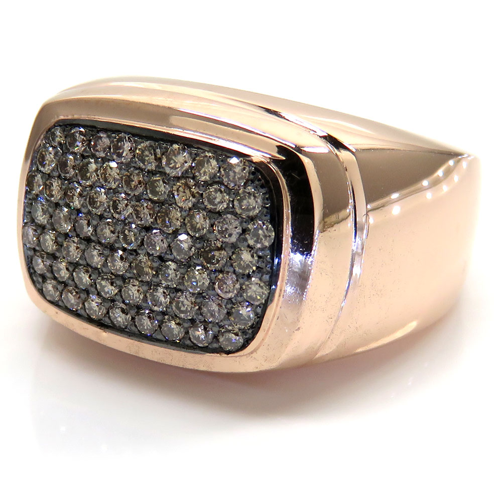 14k rose gold brown diamond dome pave band ring 0.78ct