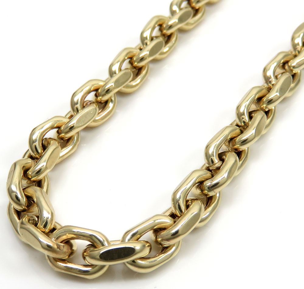 10k yellow gold hollow cable link chain 20-26 inch 6mm