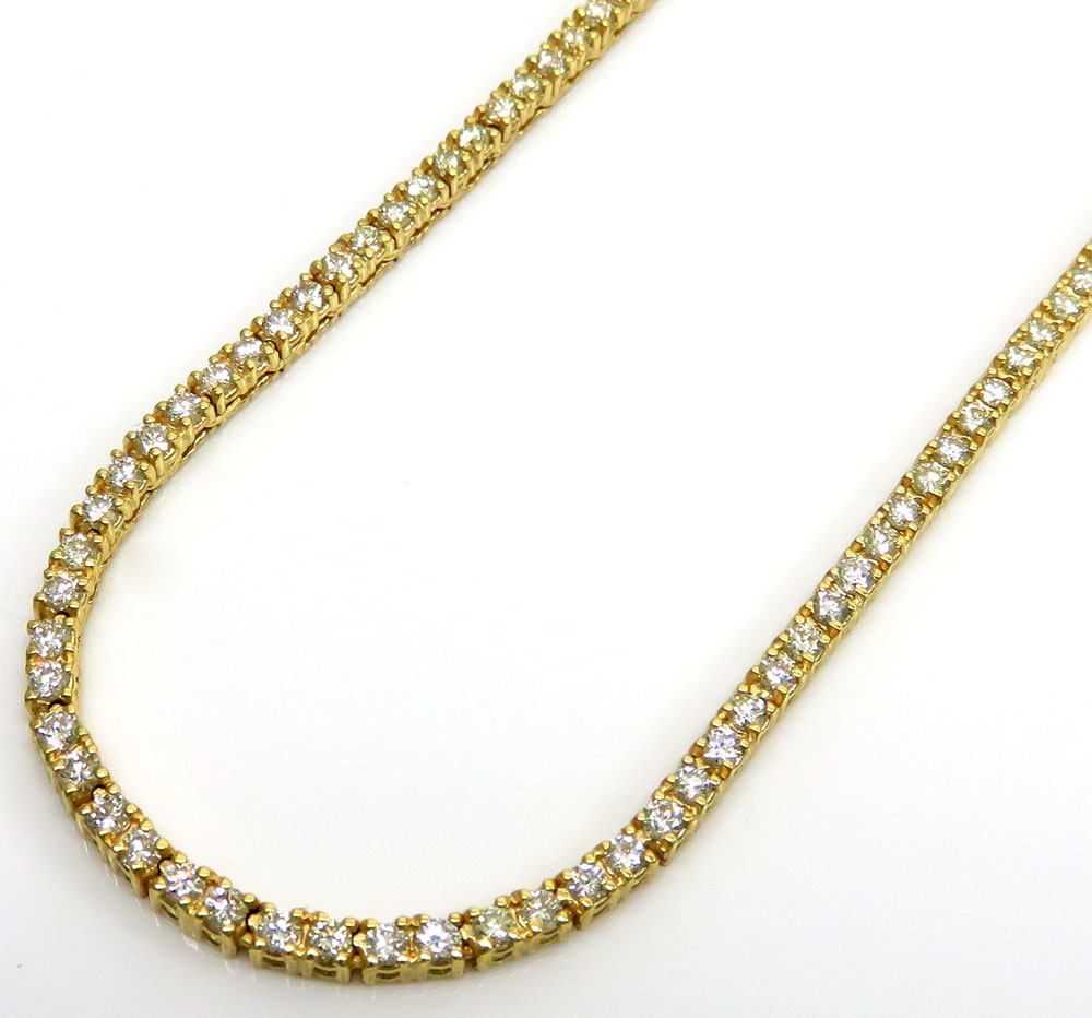 Buy 14k Yellow Gold Round 3 Pointer Diamond Skinny Tennis Chain 3mm 6