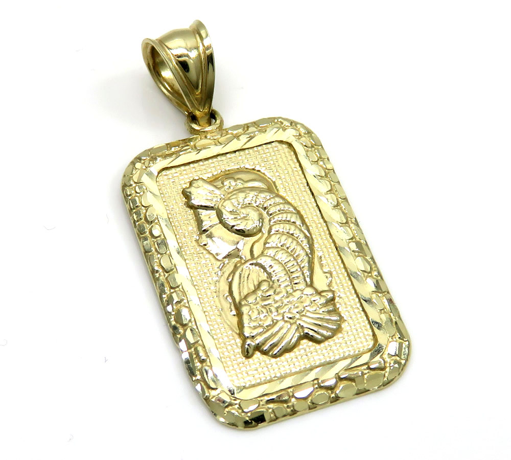 10k yellow gold medium gold nugget bar pendant 