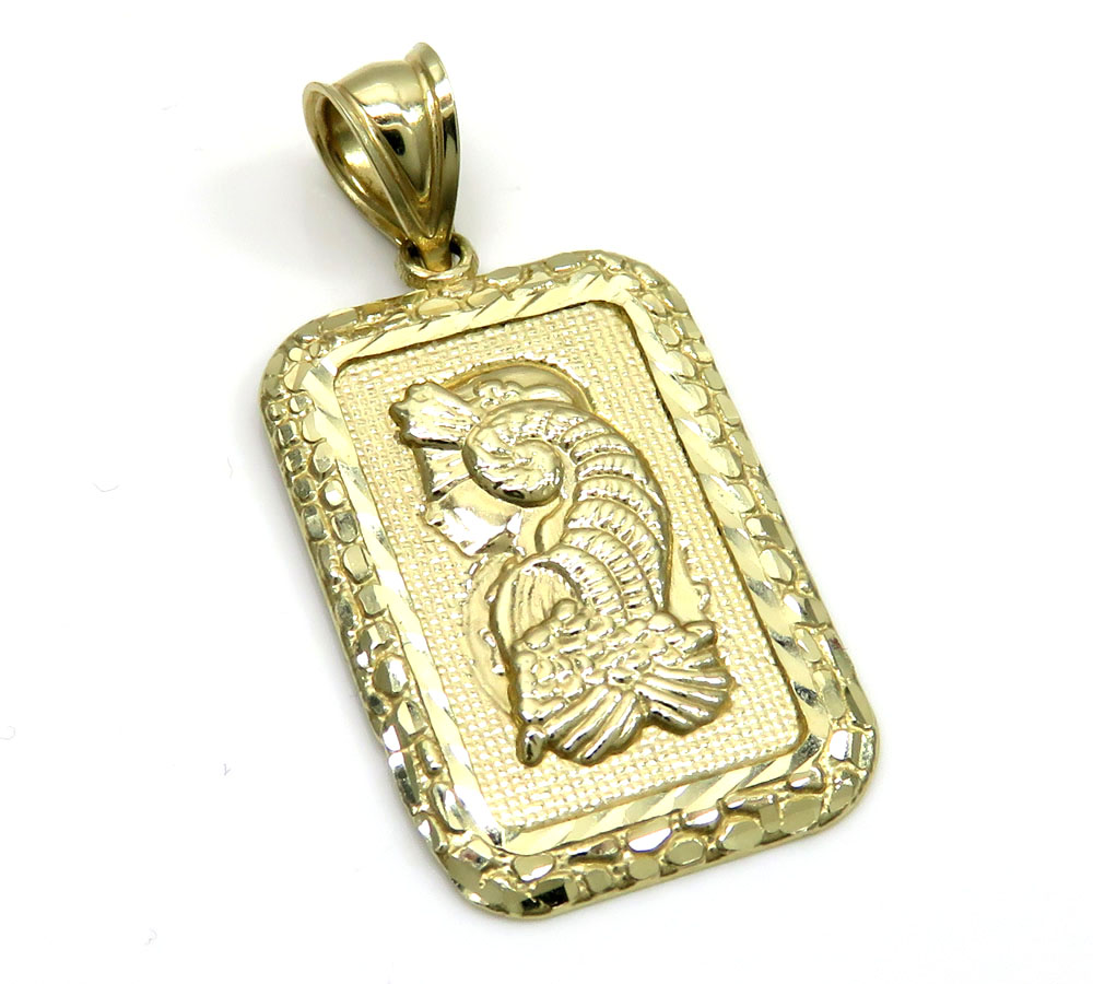 10k yellow gold medium gold nugget bar pendant
