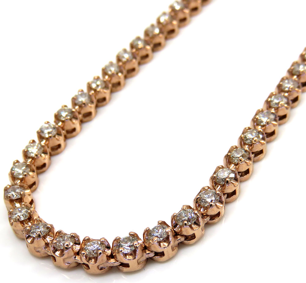Buy 10k Rose Gold Round 5 Pointer Diamond Tennis Chain 18 26 Inches 3.50mm 7.70ct Online at SO ICY JEWELRY