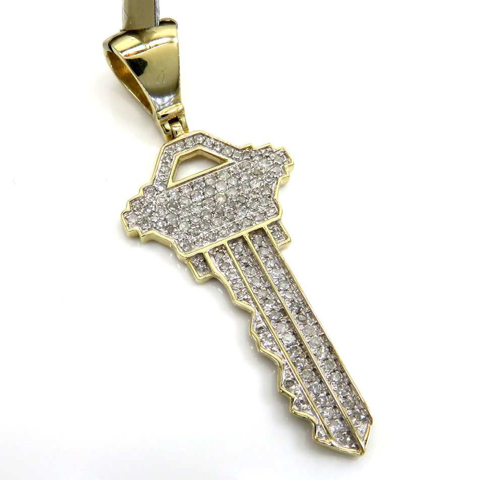 10k yellow gold diamond key pendant 0.55ct