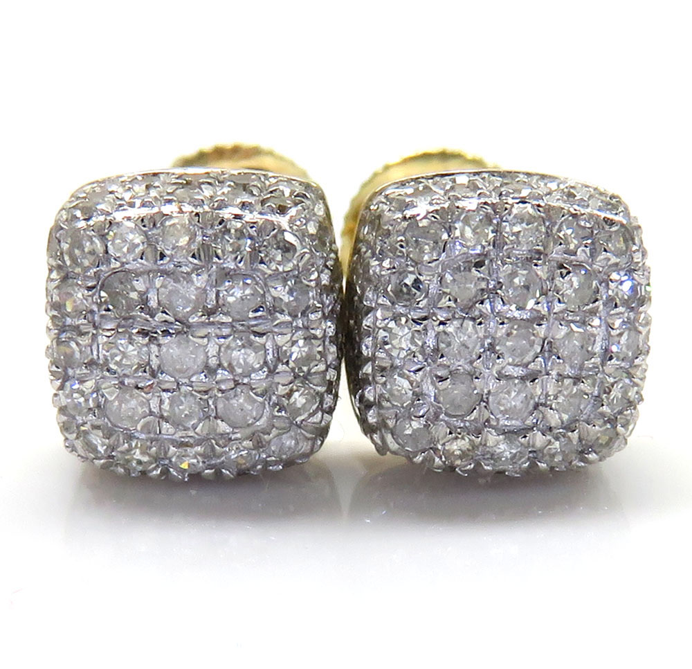 10k yellow gold diamond 7 row cube earrings 0.55ct