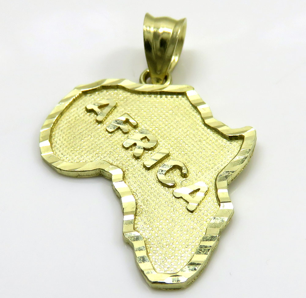 10k yellow gold small africa pendant 
