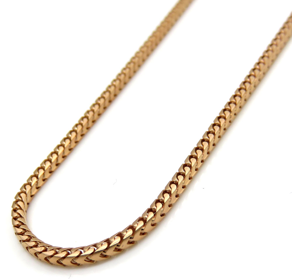 14k rose gold skinny solid tight franco link chain 18-24 inches 1.5mm