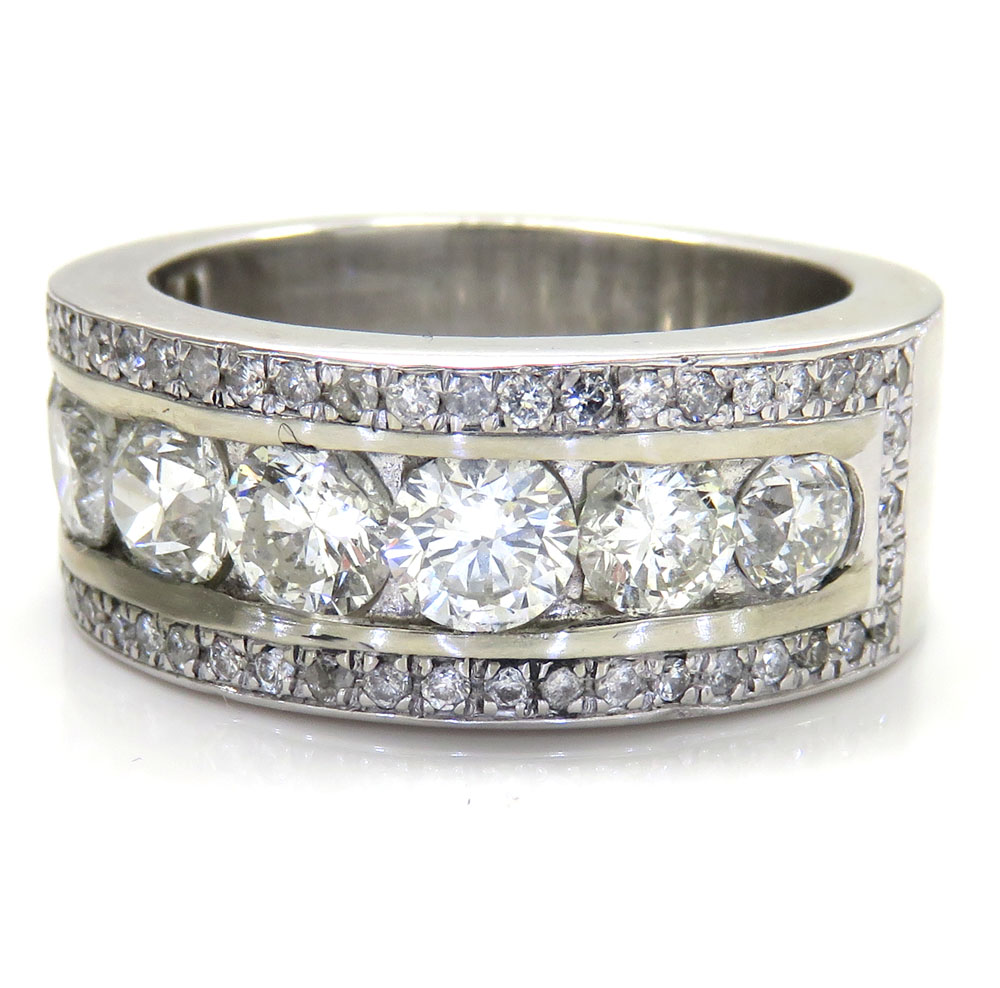 14k white gold jumbo diamond wedding band ring 3.60ct