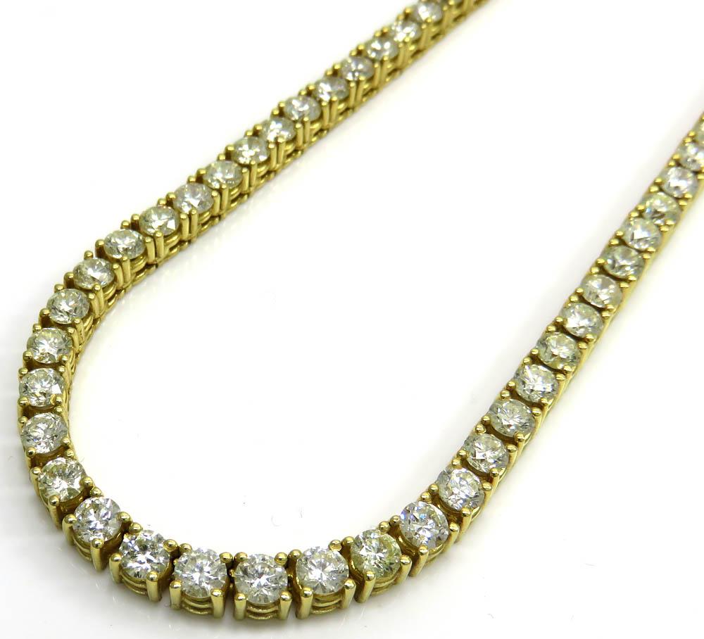 14k Yellow Gold Round 25 Pointer Diamond Tennis Chain 18-26