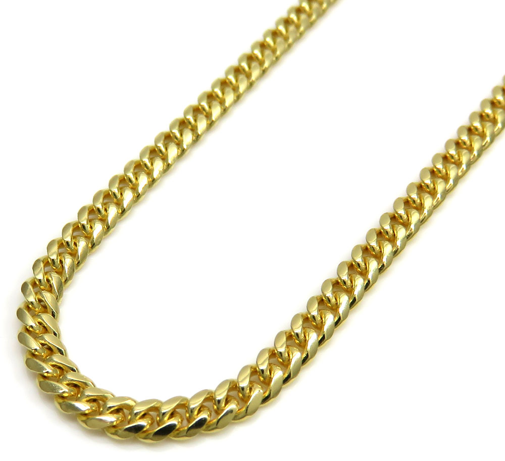 14k yellow gold skinny tight link miami chain 16-24