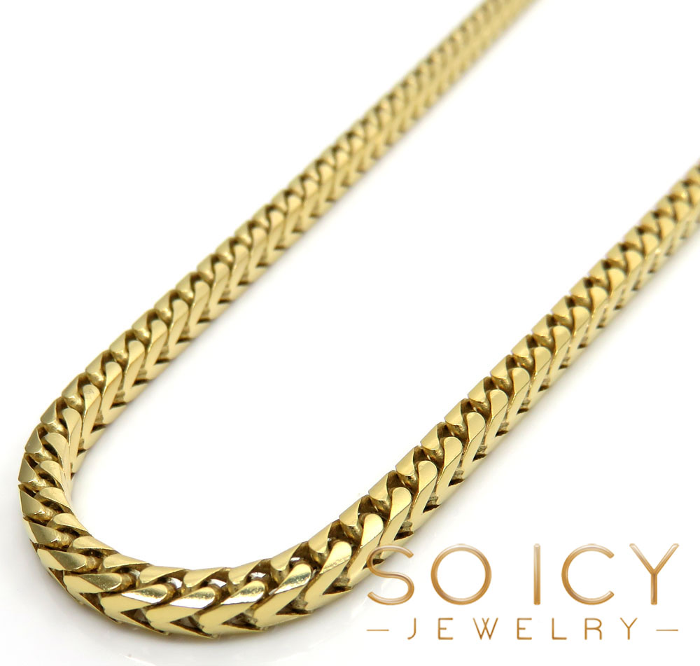 14k yellow gold solid tight link franco chain 20-26 inch 3mm