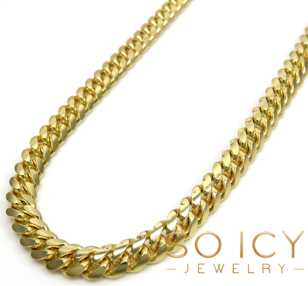 14k yellow gold solid miami link chain 18-24 inch 4.20mm