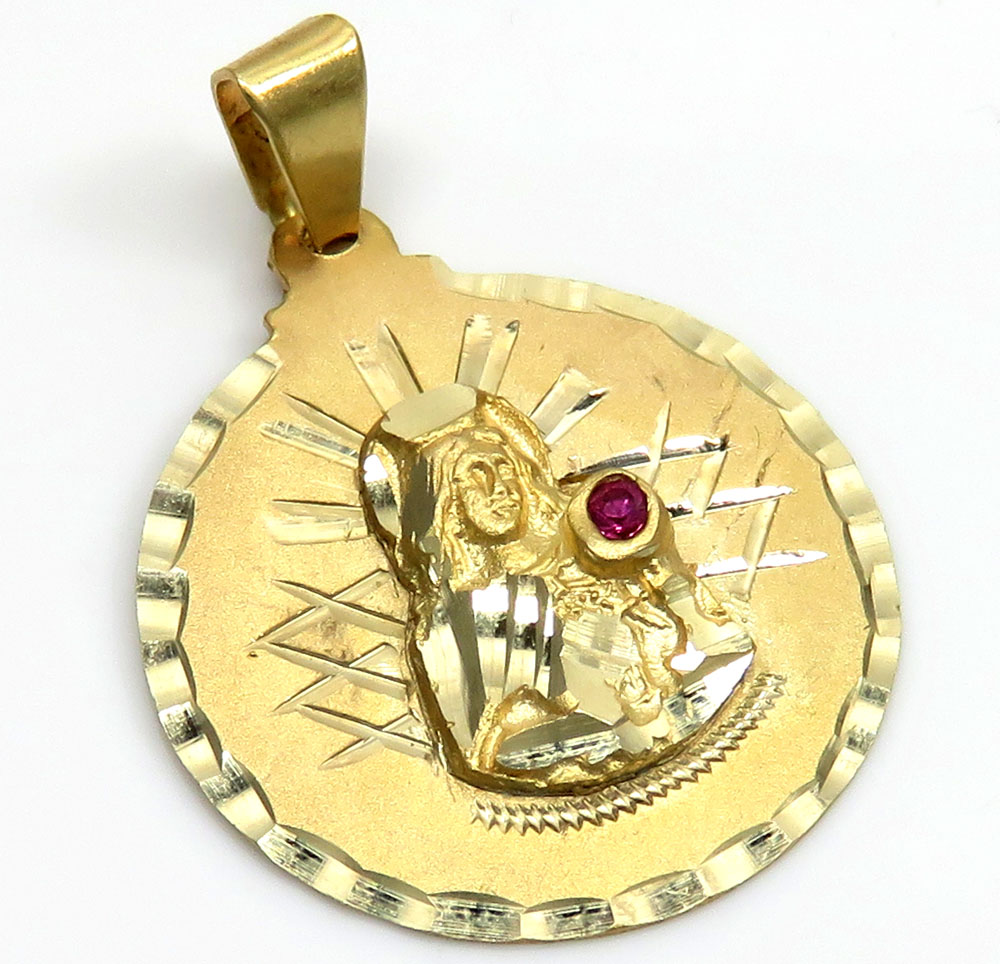 10k yellow gold small santa barbara ruby cz pendant 0.05ct